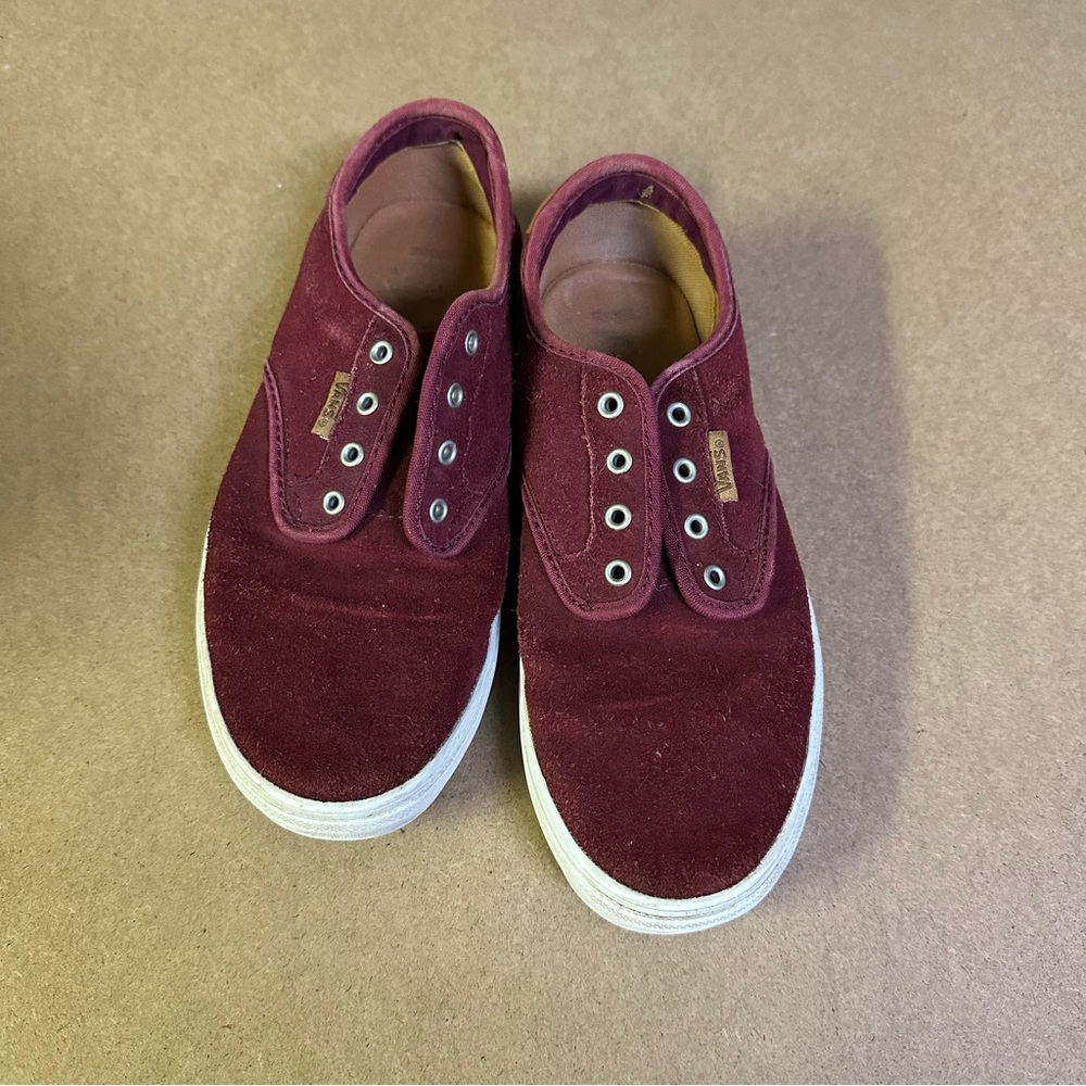 VANS maroon lace up slip ons